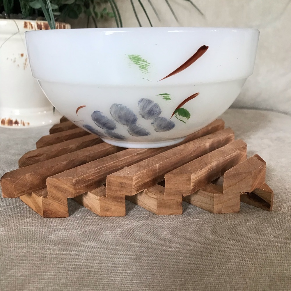 Mid century modern Fire King hand painted bowl